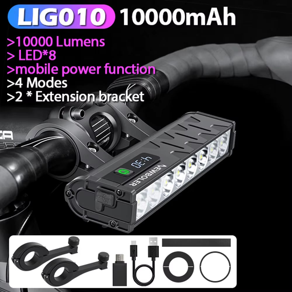 Bicycle Light Front 10000Lumen Bike Light 10000Mah Waterproof Flashlight USB Charging MTB Road Cycling Lamp Accessories