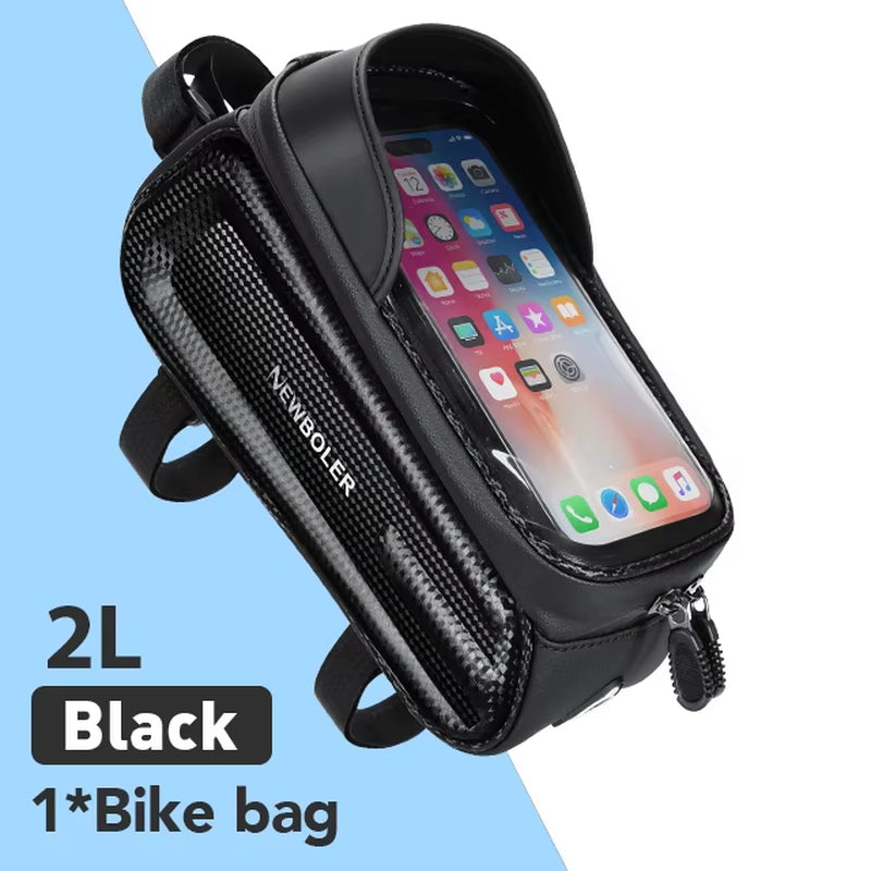 Bicycle Bag Cycling Top Front Tube Frame Bag Waterproof 6.5 Inches Phone Case Storage Touch Screen MTB Road Bike Bag