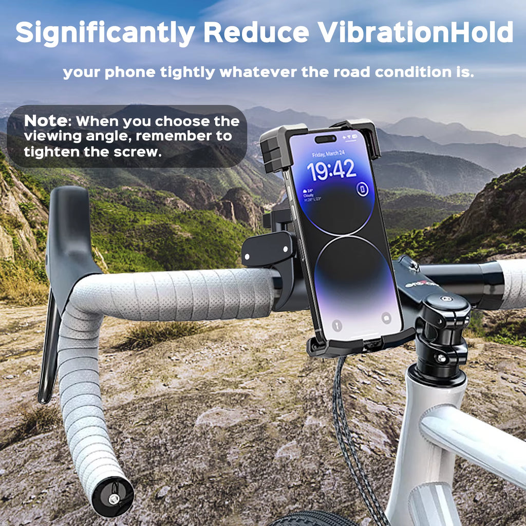 Motorcycle Phone Mount Holder - [Dual Vibration Dampener] [Upgrade Handlebar Clip] Motorcycle Cell Phone Holder,Bike Phone Mount