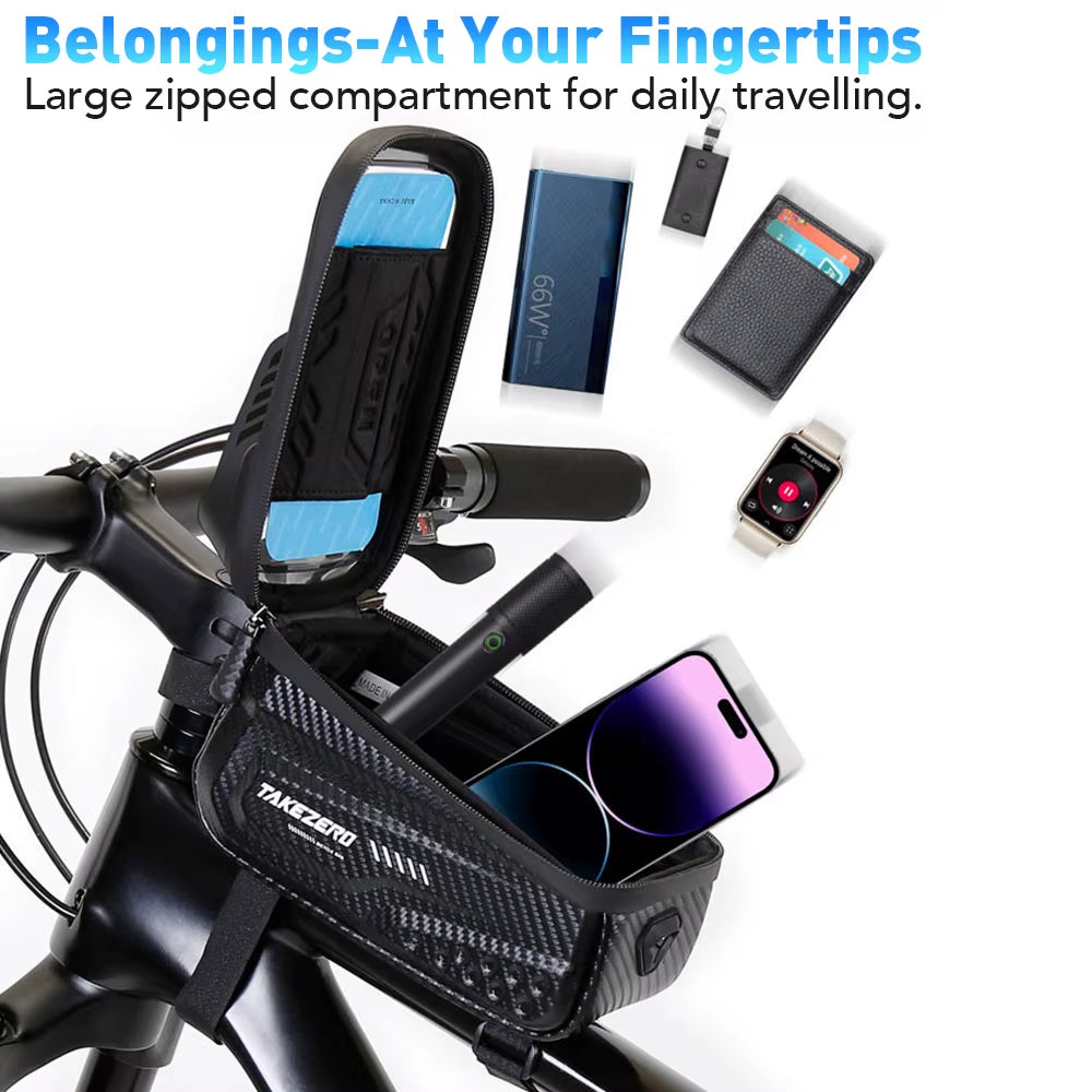 Bicycle Bag Cycling Top Front Tube Frame Bag Waterproof 6.5 Inches Phone Case Storage Touch Screen MTB Road Bike Bag