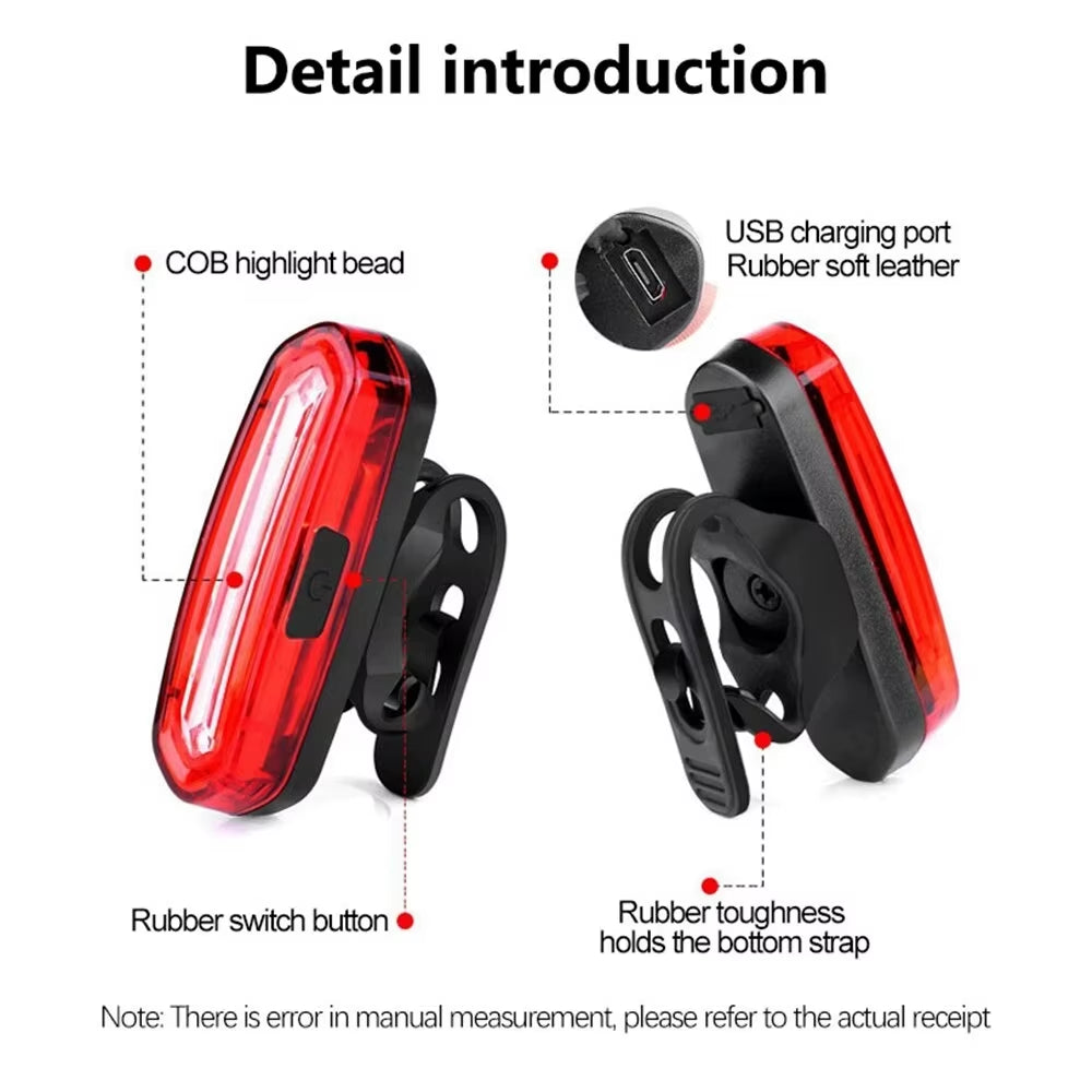 Bike Taillight COB Bicycle Rear Light with 6 Modes USB Rechargeable Mtb LED Warning Tail Lamp Cycling Accessories