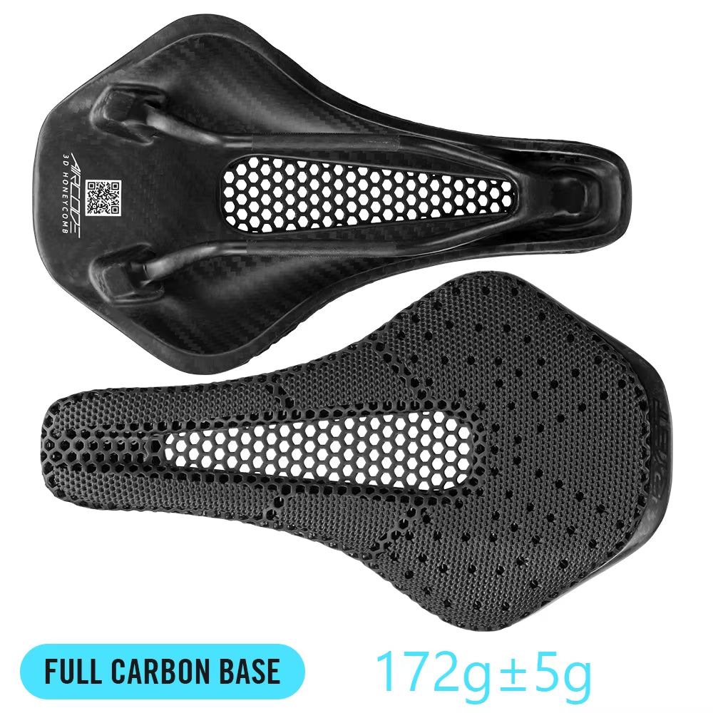 RYET 3D Printed Bicycle Saddle Ultralight Carbon Fiber Hollow Comfortable Breathable MTB Gravel Road Bike Cycling Seat Parts