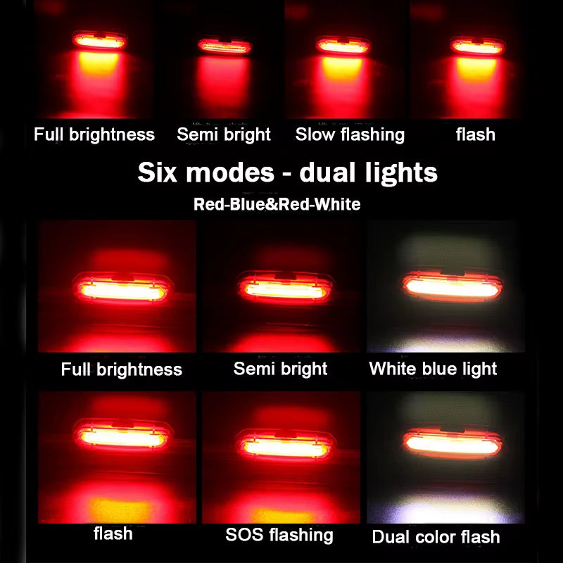 Bike Taillight COB Bicycle Rear Light with 6 Modes USB Rechargeable Mtb LED Warning Tail Lamp Cycling Accessories