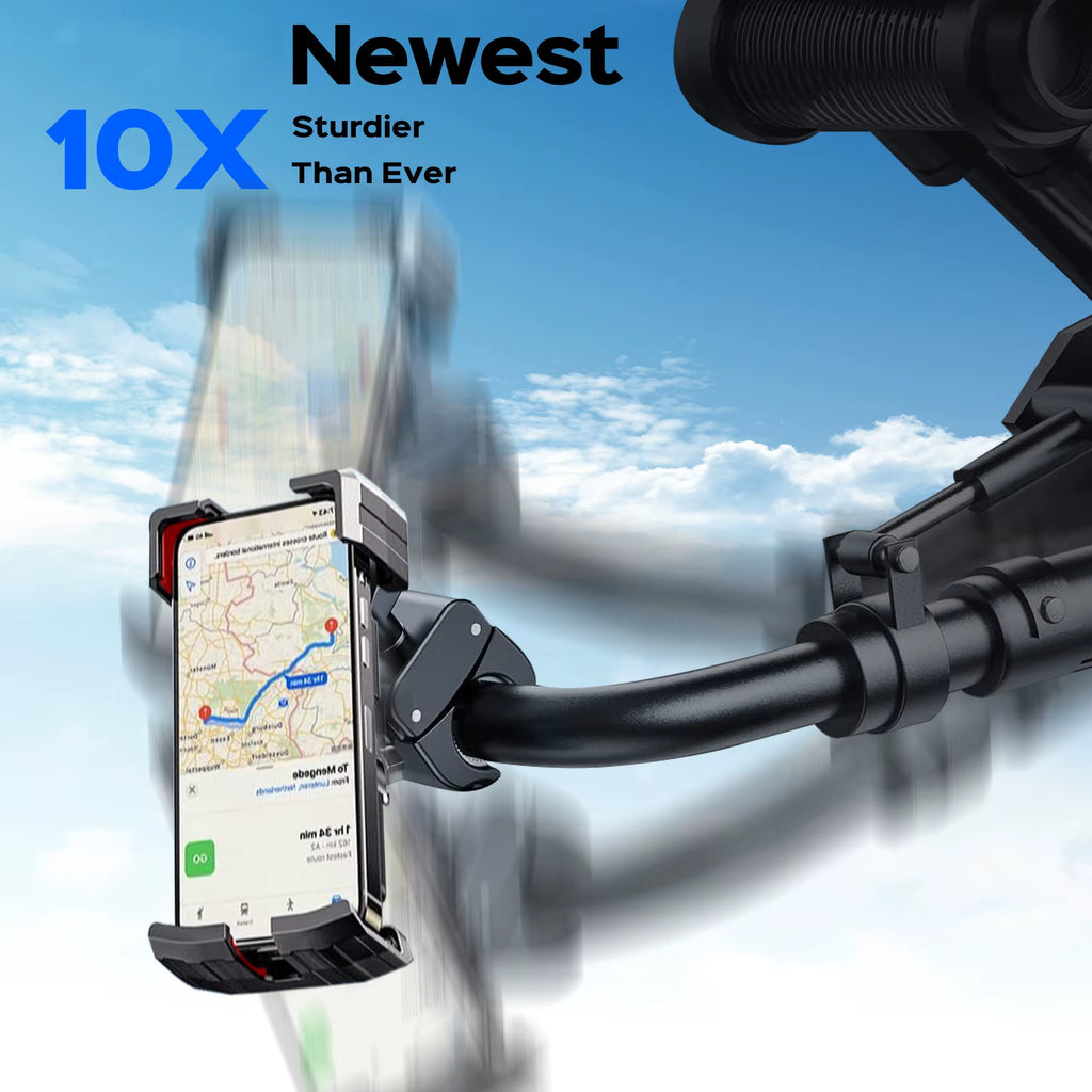 Motorcycle Phone Mount Holder - [Dual Vibration Dampener] [Upgrade Handlebar Clip] Motorcycle Cell Phone Holder,Bike Phone Mount