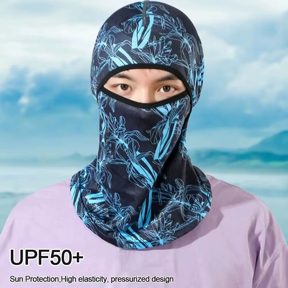 Summer Cool Balaclava Ice Silk Cycling Full Face Cap Sun Anti-Uv Protection Sports Face Cover Headwear Bike Motorcycle Men'S Hat