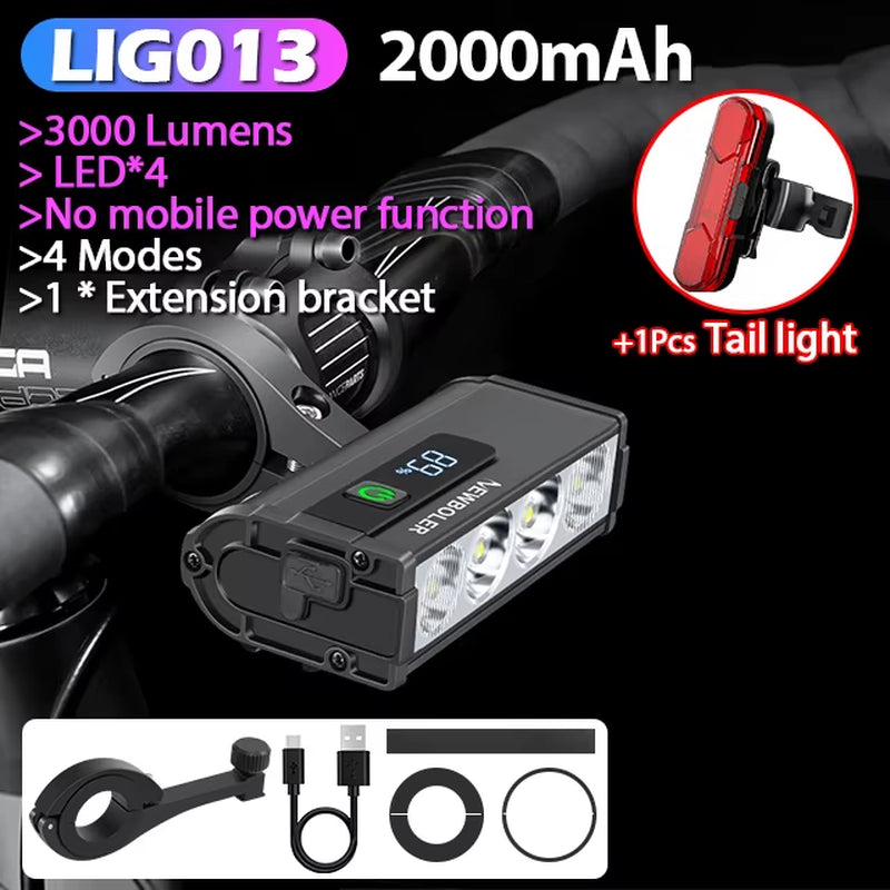 Bicycle Light Front 10000Lumen Bike Light 10000Mah Waterproof Flashlight USB Charging MTB Road Cycling Lamp Accessories