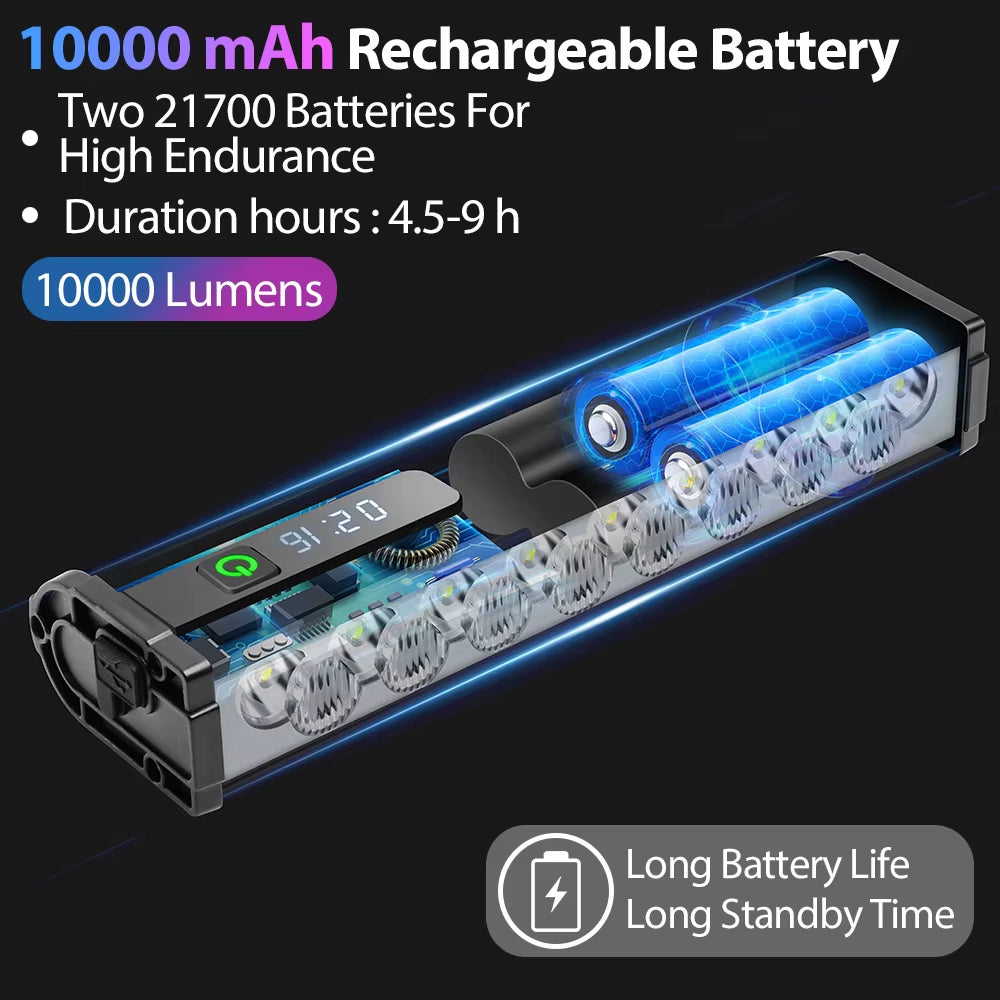 Bicycle Light Front 10000Lumen Bike Light 10000Mah Waterproof Flashlight USB Charging MTB Road Cycling Lamp Accessories